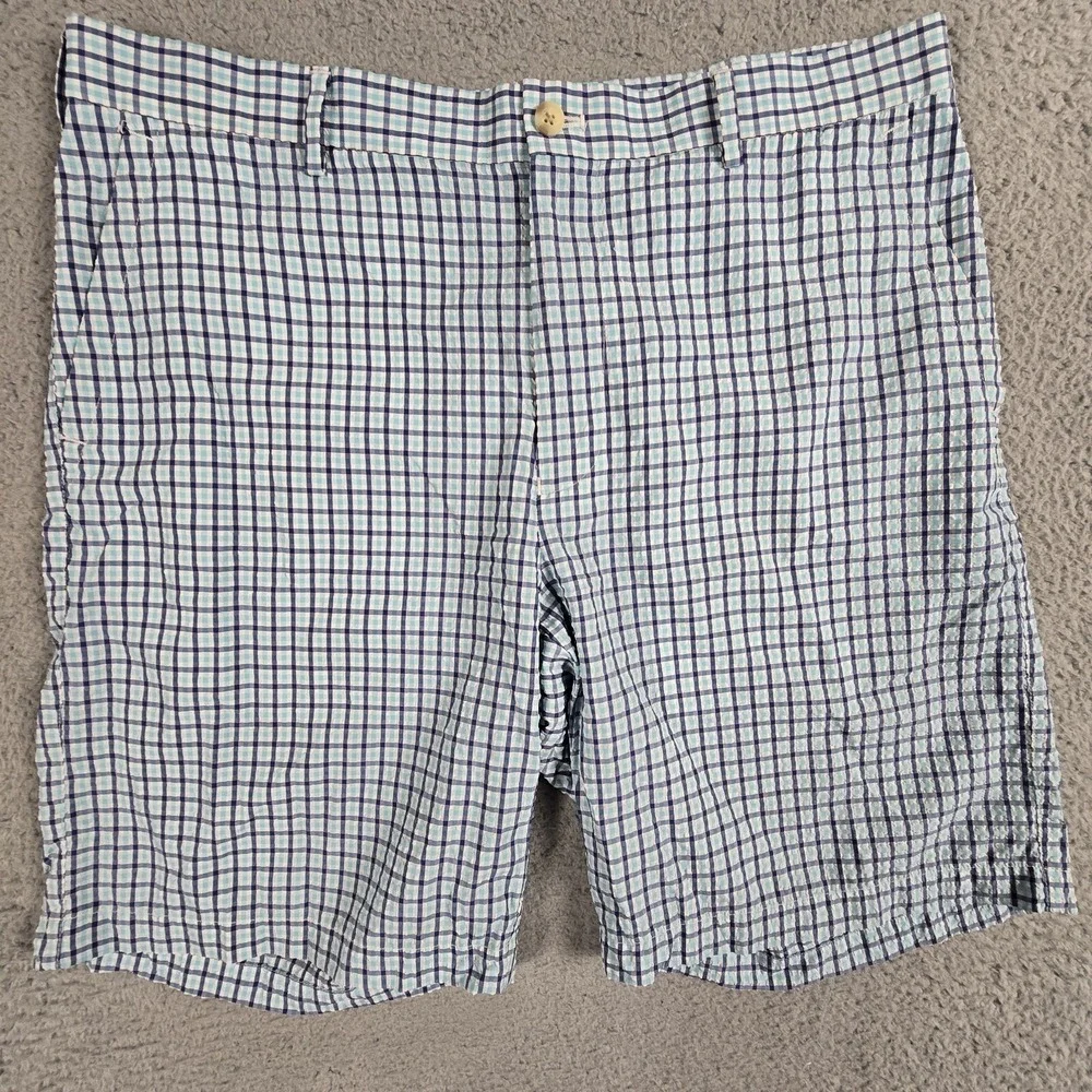 Peter‎ Millar Crown Sport Golf Shorts Mens 36 Blue Check Performance Stretch - Picture 1 of 11